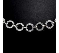 QILANJO 3 Yards 0.5" Rhinestone Curb Chain Trim Bling Crystal Diamond Alloy Base Ring Link Chain for Crafts Sewing DIY Clothing Christmas Tree Decor Belt Jewelry Making, Round-Silver