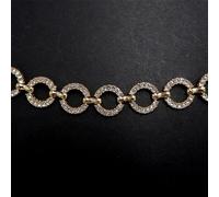 QILANJO 3 Yards 0.5" Rhinestone Curb Chain Trim Bling Crystal Diamond Alloy Base Ring Link Chain for Crafts Sewing DIY Clothing Christmas Tree Decor Belt Jewelry Making, Round-Gold