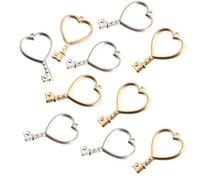 QILANJO 30 Pcs Heart Open Bezel Pendant Hollow Frame Tray Charms Jewelry Findings Making Bulk for Resin DIY, Keychain, Ornament, Gold and Silver