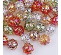 QILANJO 40 Pcs Pumpkin Acrylic Beads 18mm Round Plastic Loose Beads Charms with Hole for DIY, Bracelet, Necklace, Fall Jewelry Making, Halloween Pendants Ornament, Multicolor