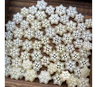 QILANJO 40 Pcs Snowflake Buttons 0.5/0.6 Inch 4 Holes Resin Sewing Buttons Christmas Decorating Buttons for Scarf Coats Shirts Cardmaking, Crafts, Beige