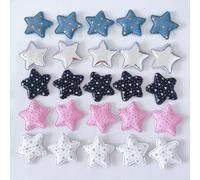 QILANJO 50 Pcs Glitter Fabric Star Embellishments Padded Fabric Star Applique Decor for Headband, Phone Case, Sewing, Clothing Embellishment, DIY, 2 Inch