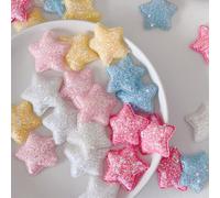 QILANJO 50 Pcs Glitter Fabric Star Embellishments Padded Fabric Star Applique Decor for Headband, Phone Case, Sewing, Clothing Embellishment, DIY, 1.8 Inch