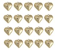 QILANJO 50 Pcs Heart Hanging Charms 3D Shaped Acrylic Plastic Heart Pendent with Hanging Ring for Craft Jewelry Making Decor DIY, Golden