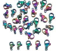 QILANJO 60 Pcs Stainless Steel Lobster Clasp Rainbow Fastener Hook End Chain Clasp for Jewelry Findings Making DIY Necklace Bracelet, 3 Sizes-9/10/12 mm
