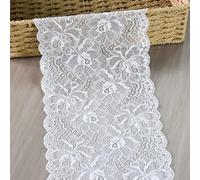 QILANJO 7.8 Inch Elastic Lace Trim Ribbon 10 Yards Unfinished Hollow Out Floral Lace Trim Fabric for Sewing, DIY, Bridal Wedding Decor, Lingerie Accessories, White Color