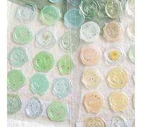 QILANJO 72 pcs Wax Seal Stickers Round Flower Pattern Self-Adhesive Envelope Sealing Stickers for Mailer Seal, Gift Wrap Decor, Invitations, Clear Crystal Color