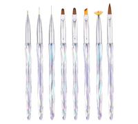 QILANJO 8 Pcs/Set Nail Art Brushes Nail Gel Polish Paint Brush Line/Flat/Fan/Slanted Shaped Nail Tip Drawing Pens for Home and Professional Nail Salon Use