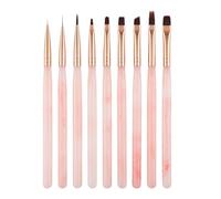 QILANJO 9 Pcs/Set Nail Art Paint Brushes UV Gel Application Brush Nail Tip Drawing Pen Flat/Round/Slanted Nail Dotting Tools for Women Manicure Care Nail Art, Pink