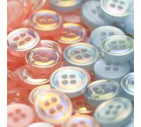 QILANJO 90 Pcs Round Sewing Buttons 11 mm 4 Holes Small Resin Replacement Buttons Bulk for Shirts Blouses Dresses Cardigan Embellishments Decor Crafts, Blue/Pink/White