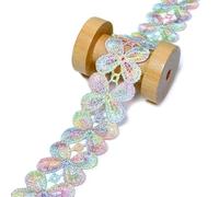 QILANJO Color Lace Trim 10 Yards 1.2 Inch Embroidered Butterfly Lace Edge Trim Fabric for Sewing, Bows, Costumes, Dress Decor, Gradient Green