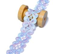 QILANJO Color Lace Trim 10 Yards 1.2 Inch Embroidered Butterfly Lace Edge Trim Fabric for Sewing, Bows, Costumes, Dress Decor, Gradient Blue