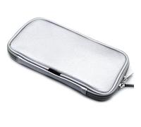 QILANJO Makeup Brush Bag Zipper PU Leather Cosmetic Brushes Case Portable Makeup Tools Holder Organizer for Travel Indoor Outdoor, Silver