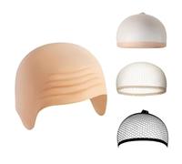 QilaoBanboss 4PCS Latex Bald Cap for Adults, Wig Cap with Stretch Mesh & Net Covers, Cosplay Accessory for Costume Party, Halloween Makeup, Fancy Dress