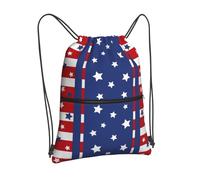 Qilerongrong Drawstring Backpack Bag Sport Gym Sackpack Durable Waterproof Lightweight for Men Women, Stars Stripes, One Size