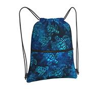 Qilerongrong Drawstring Backpack Bag Sport Gym Sackpack Durable Waterproof Lightweight for Men Women, Watercolor Blue Sea Turtle, One Size, Traditional Backpacks