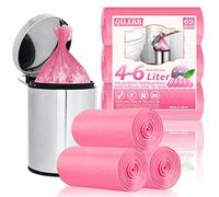 QILERR 4-6L Bin Bags Small Bin Liners 69 Counts Thick Plastic Waste Bags Pedal Trash Bag for Bathroom, Kitchen, Office, Fit 4,5,6L Rubbish Bin, Pink