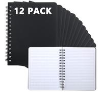 Qilery 12 Pcs Waterproof Notebook Stone Paper Journals Small Spiral Grid Notebooks 4 x 6 Inch Graph Spiral Notepads Waterproof Tactical 100 Pages Notebook for Aesthetic School Office Police (Black)