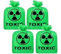 Qilery 4 Pcs Large Halloween Lawn Leaf Bags Outdoor Large Plastic Green Biohazard Trash Bags for Halloween Garden Outdoor Party Favors Decorations Supplies