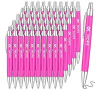 Qilery 50 Pcs Breast Cancer Awareness Pens Bulk Ribbon Awareness Ballpoint Pen Anti Violence Bracelets Leukemia Awareness Mental Heath for Volunteering Office Supplies(Pink)
