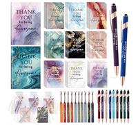 Qilery 50 Set Employee Appreciation Gifts Set Bulk Include Mini Notebook, Ballpoint Pen, Leather Bookmark, Drawstring Pocket Thank You for Being Awesome Gift for Teacher Staff Volunteer Coworker