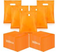 Qilery 500 Pcs Die Cut Handle Bags 9x12inch, Retail Plastic Shopping Merchandise Gift Bags Candy Bag Strong Durable, for Small Business, Retail, Gifts, Trade Show, Party and More(Orange)