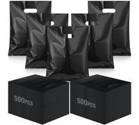 Qilery 500 Pcs Die Cut Handle Bags 9x12inch, Retail Plastic Shopping Merchandise Gift Bags Candy Bag Strong Durable, for Small Business, Retail, Gifts, Trade Show, Party and More(Black)