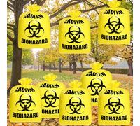 Qilery 8 Pcs Large Halloween Leaf Trash Bags Outdoor Plastic Lawn Waste Bags Biohazard Party Trash Bag Halloween Garden Outdoor Biohazard Zombie Party Decorations