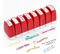 Qilery 8 Pcs Teacher Stamp Spanish Grading Gifts Rubber Self Inking Motivation for School Spanish Classroom Grading Stamp Kids School Prizes(Red,Stylish)