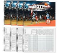 Qilery Basketball Scorebook for 35 Games, Basketball Statistics Book Bulk Scorekeeper Tracking League for Coaches, Score Counters, Adults, Teens (Teens), 4 Pack
