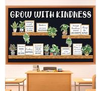 Qilery Grow with Kindness Bookshelf Bulletin Board Set, Motivational Classroom Decorations for Reading Library, Inspirational Cutouts for Back to School Classroom Wall and Door Decor