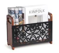 QILICHZ Magazine Holder,Wood Magazine Rack Floor,Rustic Magazine File Holder Organizer,Decorative Magazines Storage Basket for Books,Newspapers,Mails,Files