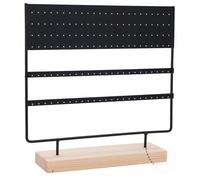 QILICZ Earring Organiser Earring Holder 144 Holes Earring Stand Ear Stud Holder Jewelry Organiser Jewelry Stand Jewellery Holder Tower with Wooden Tray/Dish for Earrings Display Home Use