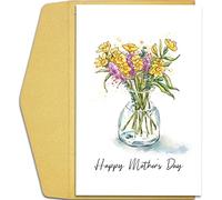 Qiliji Daffodil Mothers Day Card, Beautiful Mothers Day Gift for Mom Mother, Mother's Day Card for Wife, Mother's Day Card from Child Husband