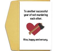 Qiliji Funny Anniversary Card for Him Her, Humorous Wedding Anniversary Card for Couple Parents, Happy Anniversary Card for Husband Wife, Another Successful Year Of Not Murdering Each Other