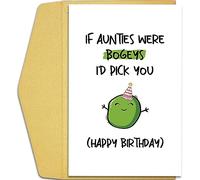 Qiliji Funny Birthday Card for Aunt, Humorous Aunt Birthday Card, Happy Birthday Card from Niece Nephew, If Aunties Were Bogeys I'd Pick You