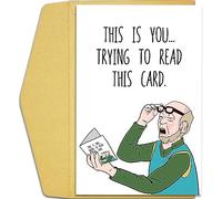 Qiliji Funny Birthday Card for Dad Grandpa Husband, Humorous Father's Day Card for Him, Bad Eyesight Christmas Card, Old Age Card for Men, This Is You Trying to Read This Card