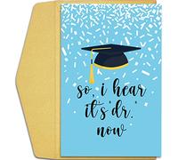 Qiliji Funny Congratulation Card for Doctoral Student, Congratulatory Card for PHD Graduate, Doctorate Graduation Card, I Hear It’s “DR” Now