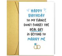 Qiliji Funny Fiancé Birthday Card from Fiancée, Romantic Birthday Card for Fiance, Bday Cards Gifts for Future Husband, The Real Bday Gift Is Getting to Marry Me