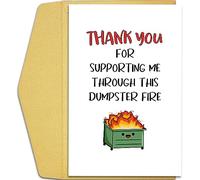 Qiliji Funny Thank You Card for Men Women, Appreciation Card for Coworker Boss Teacher Friend Doctor, Thank You For Supporting Me Through This Dumpster Fire