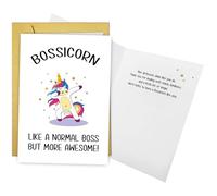 Qiliji Funny Unicorn Boss's Day Card, Bossicorn Boss Birthday Card, Bosses Appreciation Cards from Employee Staff, Retirement Gifts for Bosses, Like a Normal Boss But More Awesome