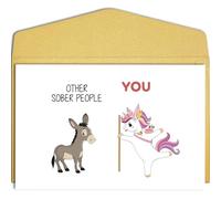 Qiliji Funny Unicorn Sober Card for Men Women, Cute Sobriety for Him Her, One Year Soberversary Card, Addiction Recovery Sobriety Congratulations Card, Unicorn Pole Dancing Sobriety Gifts