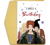 Qiliji Funny Witch Birthday Card for Him Her, Halloween Birthday Card for Friend Bestie, Hocus Pocus Bday Cards Gifts for Women Men, I Smell A Bday Cards Gifts