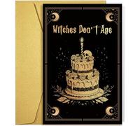 Qiliji Gothic Witch Birthday Card for Him Her, Funny Tarot Themed Halloween Birthday Card for Men Women, Witches Don't Age