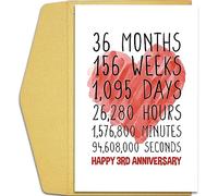 Qiliji Happy 3rd Anniversary Card for Him Her, Third Wedding Anniversary Card for Husband Wife, Funny 3 Year Together Anniversary Greeting Card