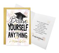 Qiliji Inspirational Graduation Card, Congratulations Graduation Card for Him Her, Middle School High School & College or University Grad Cards, Believe in Yourself and Anything Is Possible