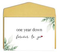 Qiliji Romantic 1st Anniversary Card, Happy 1st Anniversary Card for Him Her, First Year Wedding Anniversary Card, 1 Year Down Forever To Go