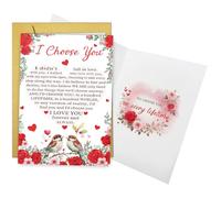 Qiliji Romantic Valentine's Day Card Gift for Him Her, Happy Anniversary Card for Wife Husband, Sweet Birthday Cards for Girlfriend Boyfriend, I Choose You Poem Love Birds Cards