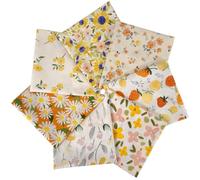 Qililandiy 7 Pieces Fat Quarter Cotton Fabric Floral Flower Grid Bowknot Stripe Pattern for Sewing Crafting Patchwork Quilting 18x22Inches 3 Styles (Floral)
