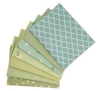 Qililandiy 7pcs Cherry Geometric Green Elements Fat Quarter 100% Cotton Fabric for Sewing Crafting Patchwork Quilting 18x22Inches